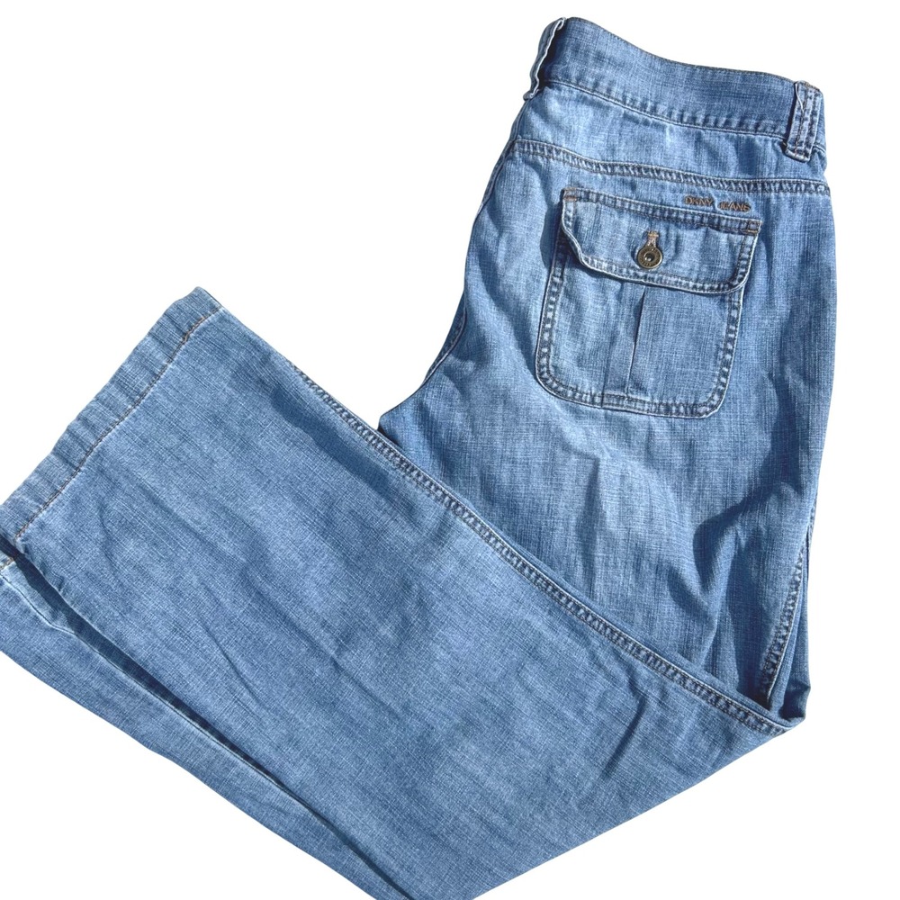DKNY Jeans Womens‎ Straight Leg Pants Size 12 Light Blue Seam Detail Y2K Casual